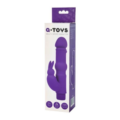 A-TOYS, Vibrator with clitoral stim, Silicone, Purple, 18 cm