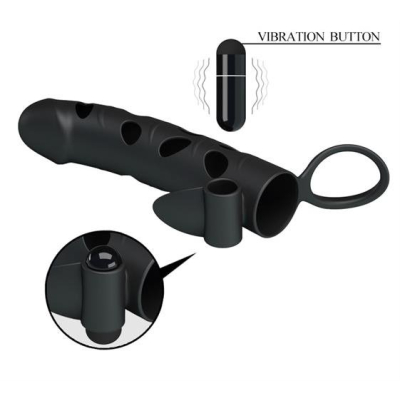 Pretty Love 6 Inch Vibrating Penis Sleeve Black