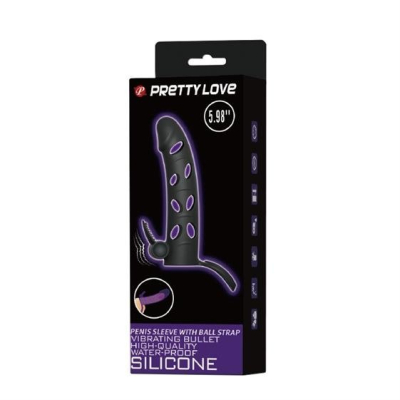 Pretty Love 6 Inch Vibrating Penis Sleeve Black