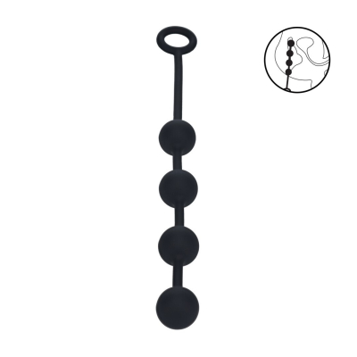 Round Silicone Anal Balls - M - 30mm - Black