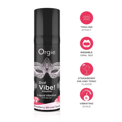 Orgie Dual Vibe! Strawberry Gin And Tonic Kissable Arousal Intimate Gel