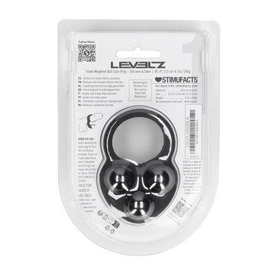 Liquid Silicone Triple Weighted Ball Cockring - Black