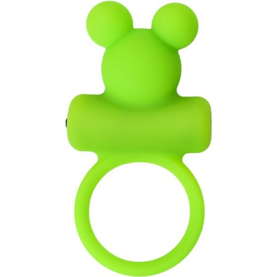 Cock ring A-Toys with vibro bullet; green