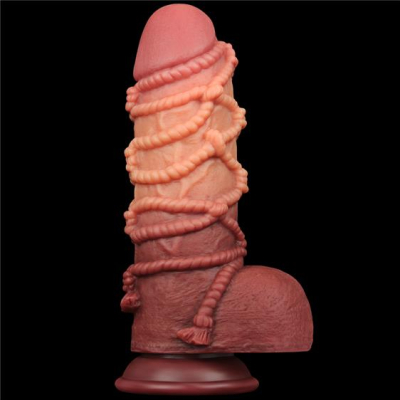 9.5\'\' Dual layered Platinum Silicone Cock with Rope