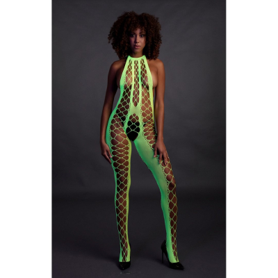 Bodystocking with Halterneck - One Size - Neon Green