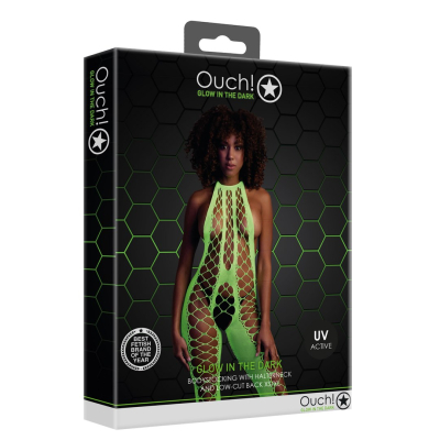 Bodystocking with Halterneck - One Size - Neon Green