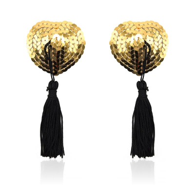Heart Nipple Cover with Gold Sequins