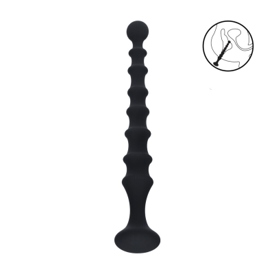 Ribbed Silicone Flared Anal Probe - Black