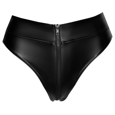 Powerwetlook waisted panties with 2 way zipper L Noir Handmade