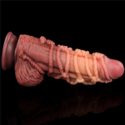 9.5\'\' Dual layered Platinum Silicone Cock with Rope