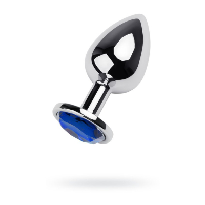 Silver anal plug TOYFA Metal with blue round-shaped gem