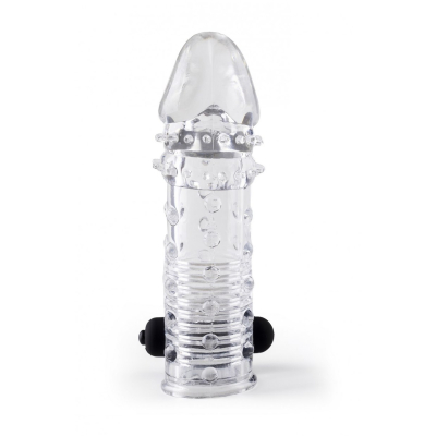 REALISTIC PENIS SHEATH S11 TRANSPARENT 15\'5 CM W/ VIBRATION