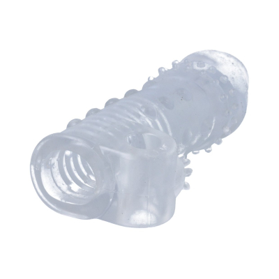 REALISTIC PENIS SHEATH S11 TRANSPARENT 15\'5 CM W/ VIBRATION