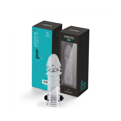 REALISTIC PENIS SHEATH S11 TRANSPARENT 15\'5 CM W/ VIBRATION