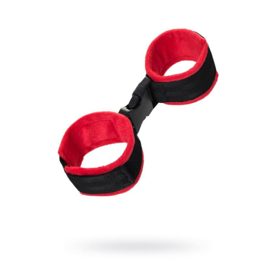 Anonymo handcuffs, velour, red, 24 cm