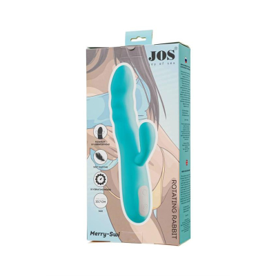 JOS Vibrator-rotator with clitoral stimulation JOS MERRY-SWI, silicone, blue, 20.7 cm