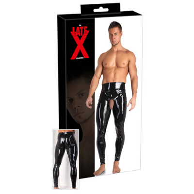 Lateksowe legginsy z otworem na penisa L