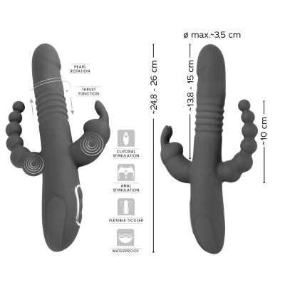 Wibrator z funkcją pchnięcia i koralikami analnymi 24,8cm