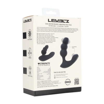 Dual Motor Remote Control Beaded Vibrating Liquid Silicone Prostate Stimulator - Black