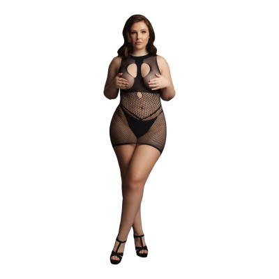 Duo Net Open Cup Mini Dress - Plus Size