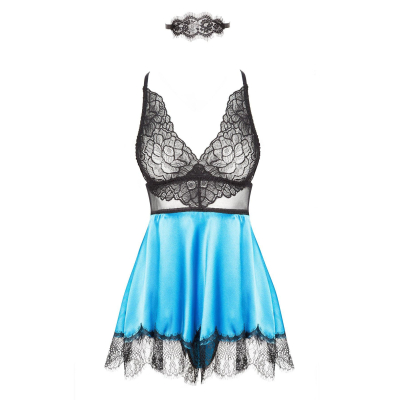 Eve chemise with mask turquoise