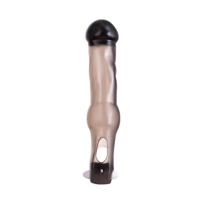 xToyFa XLover, Penis Sleeve, for increase in size with vibration, TPE, transparent black, 19.4 cm