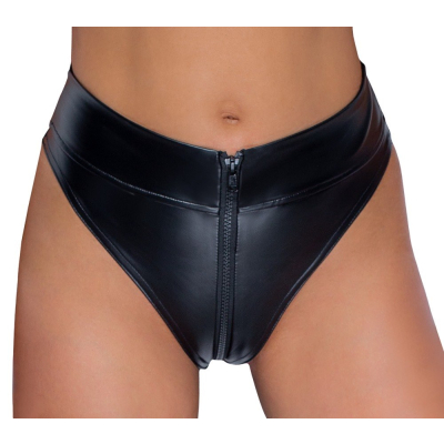 Powerwetlook waisted panties with 2 way zipper M Noir Handmade