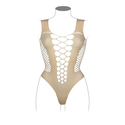 V-Neck Teddy with Opaque Panels - Queen Size
