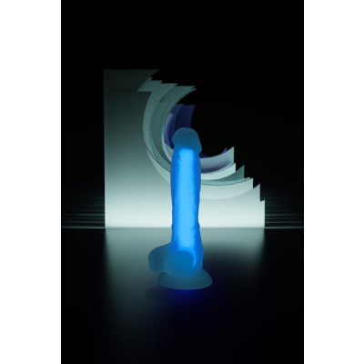 Dildo z przyssawką Beyond Bruce Glow Blue 21cm Toyfa