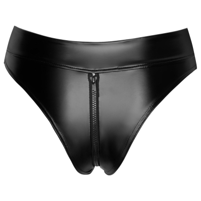 Powerwetlook waisted panties with 2 way zipper S Noir Handmade