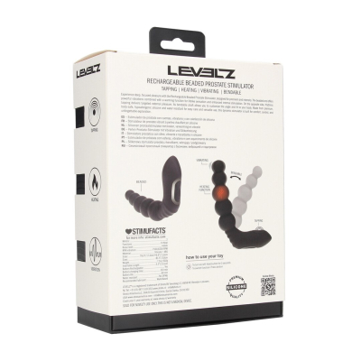 Vibrating Heating Bendable Tapping Beaded Silicone Prostate Stimulator - Black
