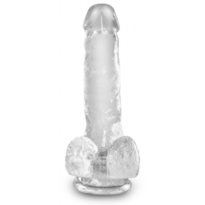 Dildo King Cock Clear z jądrami i przyssawką 17,8cm