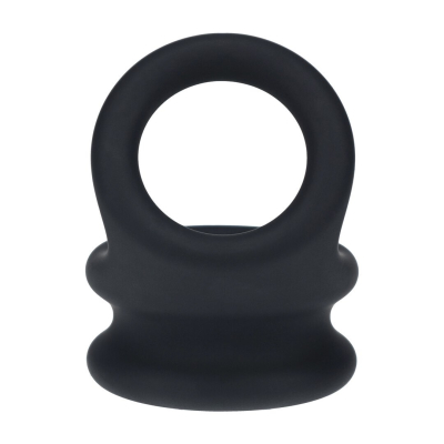 Wide Double O Silicone Cockring - L - Black
