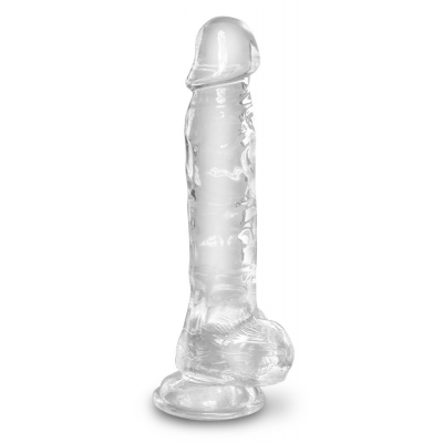 Przeźroczyste Dildo King Cock Clear z jądrami 22,2cm