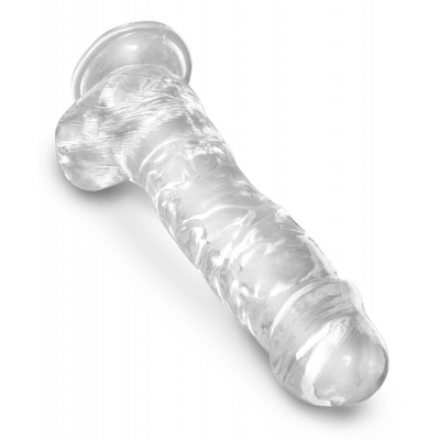 Przeźroczyste Dildo King Cock Clear z jądrami 22,2cm