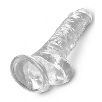 Przeźroczyste Dildo King Cock Clear z jądrami 22,2cm