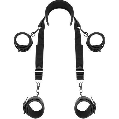FETISH SUBMISSIVE - MASTER POSITION WITH 4 NOPRENE-LINED HANDCUFFS