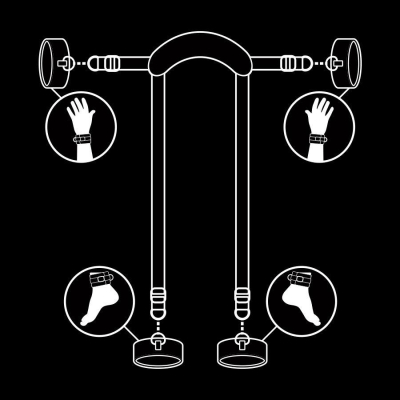 FETISH SUBMISSIVE - MASTER POSITION WITH 4 NOPRENE-LINED HANDCUFFS