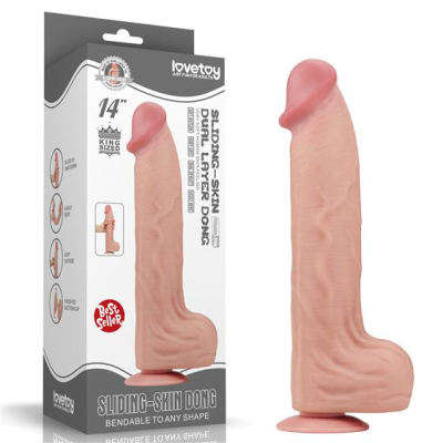 14\'\' King Sized Sliding Skin Dual Layer Dong