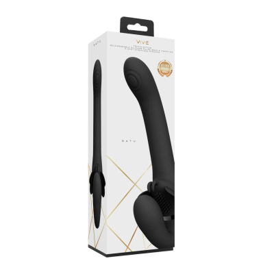 Satu - Pulse-Wave and Vibrating Strapless Strapon - Black