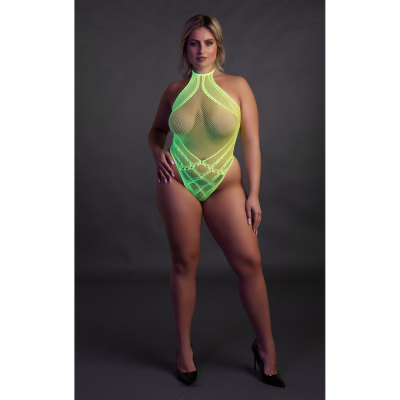 Body with Halter Neck - Plus Size - Neon Green