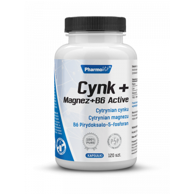 PharmoVit Cynk + Magnez + B6 Active 120 kapsułek