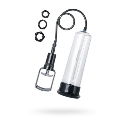 A-TOYS, Penis Pump, PVC, Transparent, 27.5 cm, 3 cock rings included