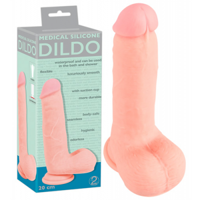 Silikonowe dildo medyczne z silną przyssawką 20cm