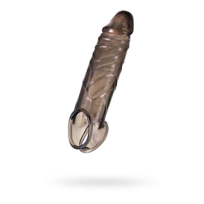 ToyFa XLover, Penis sleeve, for enlargement, TPE, transparent black, 15,5 cm