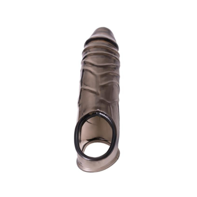 ToyFa XLover, Penis sleeve, for enlargement, TPE, transparent black, 15,5 cm