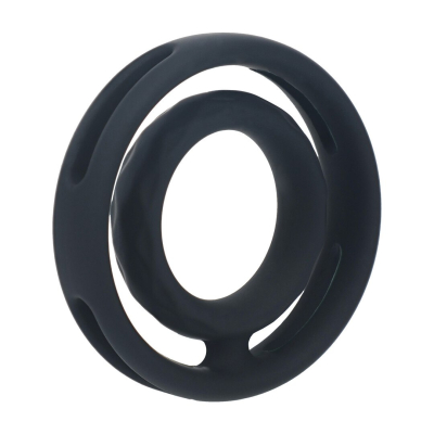 Classic Grooved Silicone Cock and Ball Ring - Black