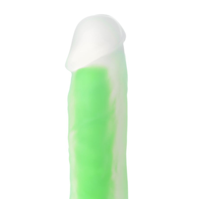 Dildo z przyssawką Miłe w dotyku i świecące w ciemności 18cm Toyfa