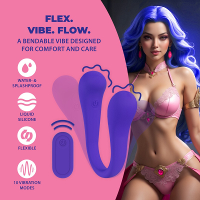 Dual-ended Bendable Vibe with Remote Control - Purple