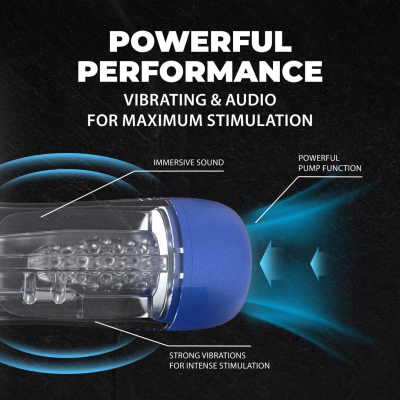 SonicPull - Suction and Vibration Masturbator Pump - Multimedia Enhanced - Metallic Blue